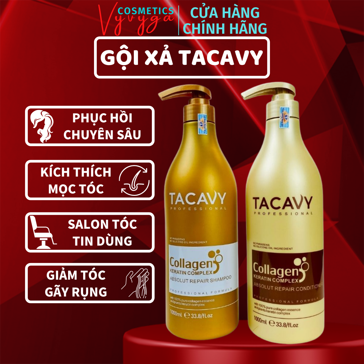 Dầu gội tacavy 1000ml + dầu xả tacavy 1000ml. cặp gội xả tacavy phục hồi tóc hư tổn. cải thiện tóc xơ và gãy rụng gx17