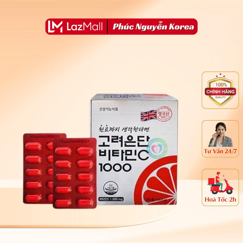 Viên Uống Vitamin C 1000mg Eundan Hàn Quốc Hộp 120 Viên, Giúp Tăng Cường Hệ Miễn Dịch Và Làm Đẹp Da - Phúc Nguyễn Korea