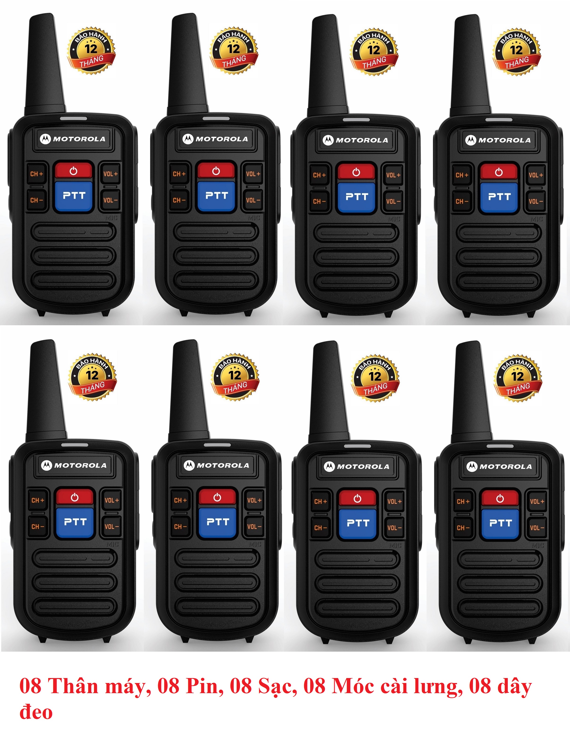 Bộ 8 Bộ Đàm Siêu nhỏ chất lượng khủng Motorola GP800 (2 Phím PTT)