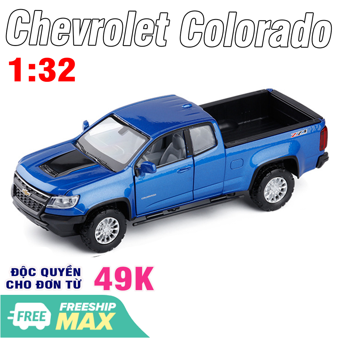 Xe mô hình ô tô Chevrolet colorado bằng sắt 1:32 xe mở full các cửa có đèn và âm thanh