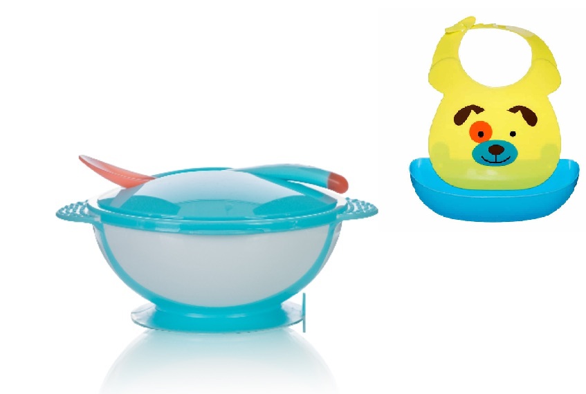 [THANH LÝ] Combo 1 Bát Ăn Dặm Chóng Trượt UPASS UP5001W Kèm 1 Yếm Máng Nhựa UPASS UP4005N- Tặng kèm 1 đôi tất cho mẹ