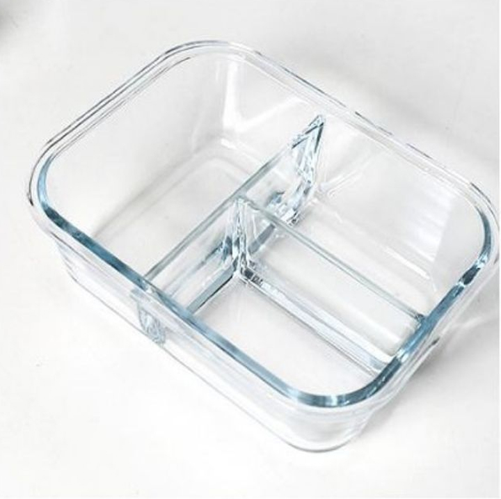 Thố thủy tinh đựng cơm 3 ngăn chữ nhật 1000ml