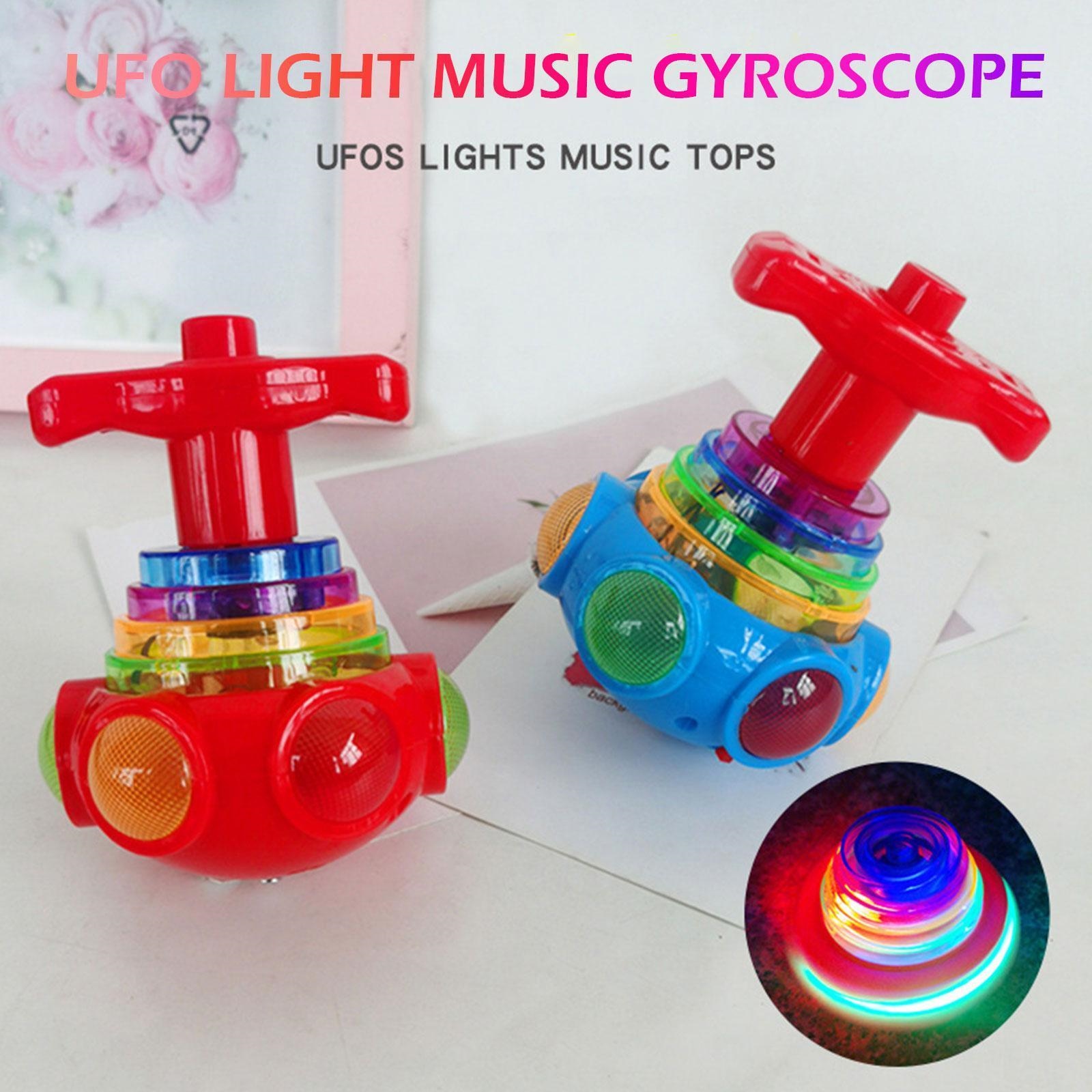 CW Led Light Up Flashing Ufo Top Color Flash Funny Music Gyro Christmas