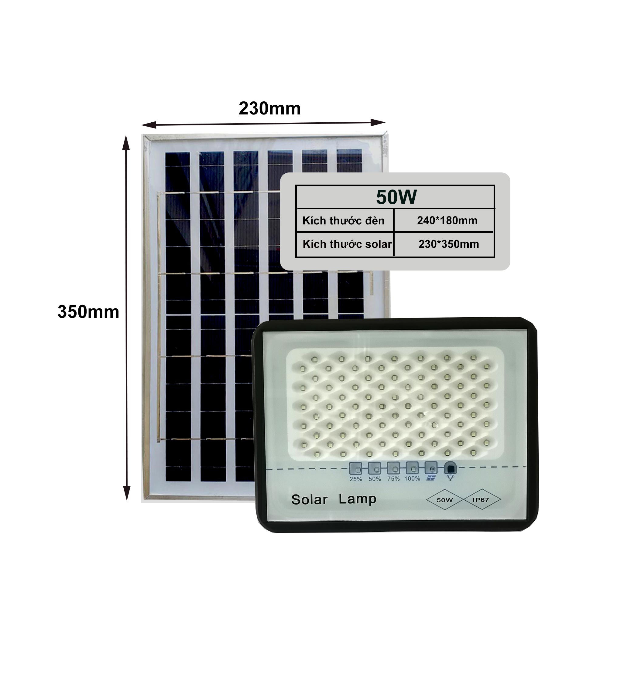 Freeshipmax đèn năng lượng mặt trời chống chói 50w - chuyên đèn năng lượng mặt trời giá sỉ