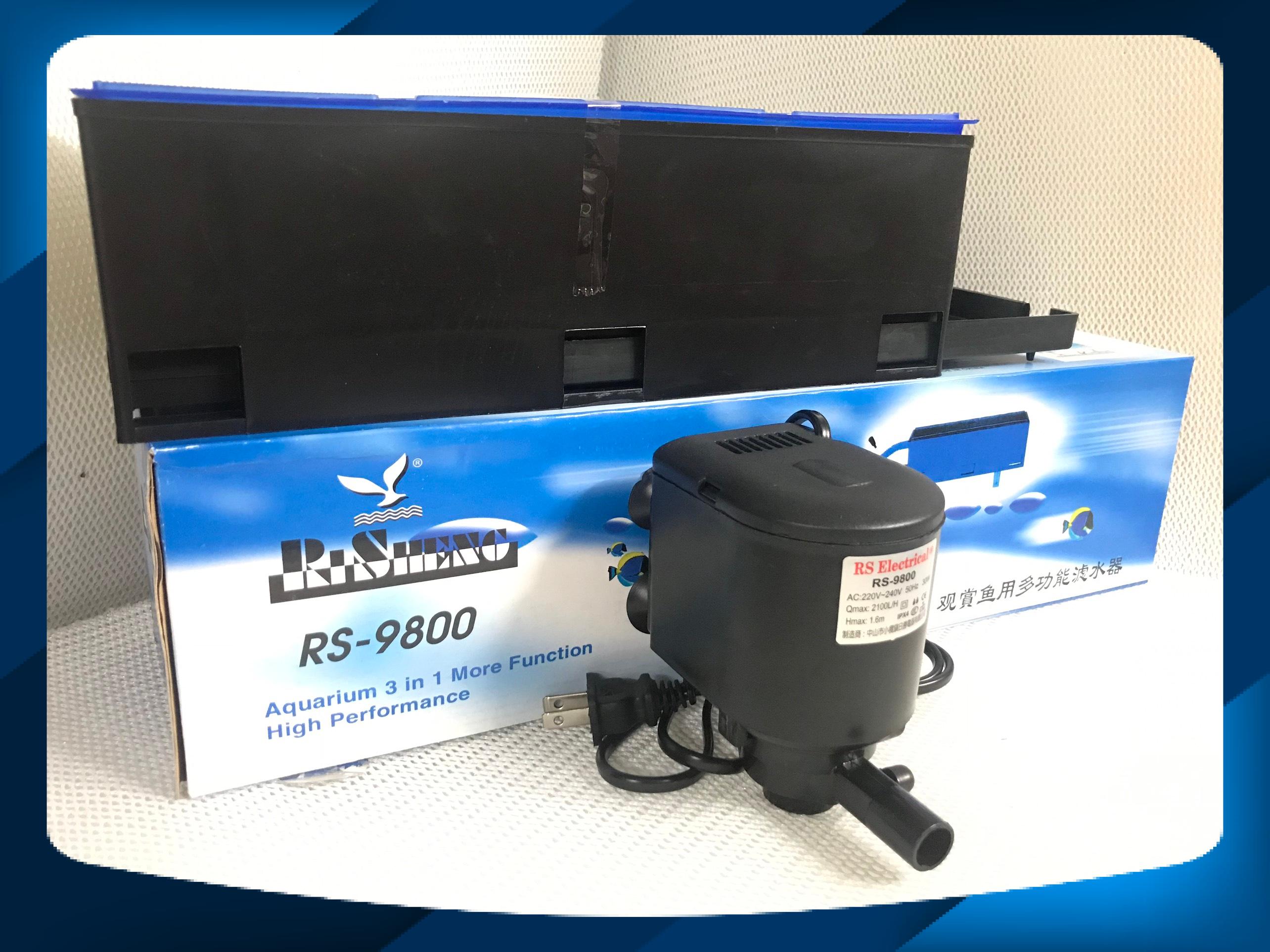 Máy lọc nước hồ cá RS 9800/7800 ba chức năng: bơm + lọc + thổi khí phù hợp cho bể thủy sinh dài 1 - 1.4m (Máy lọc chìm kèm máng lọc 30W 2100L/H)