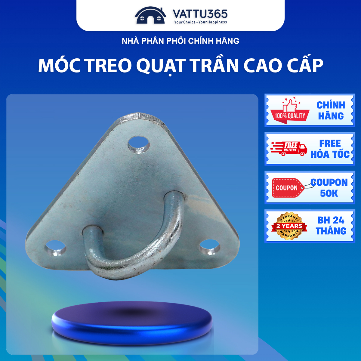 Móc treo quạt trần inox cao cấp dùng cho quạt trần Panasonic KDK Mitsubishi Vinawind và nhiều thương hiệu khác | Chính hãng Vật Tư 365 