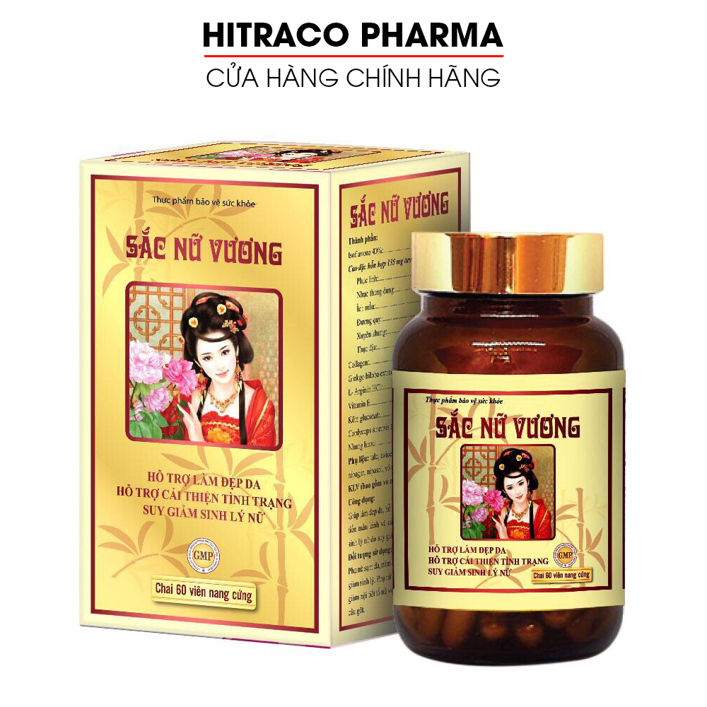 Viên uống đẹp da tăng nội tiết tố nữ Sắc Nữ Vương bổ sung Collagen tinh chất mầm đậu nành - Hộp 60 viên thành phần thảo dược thiên nhiên