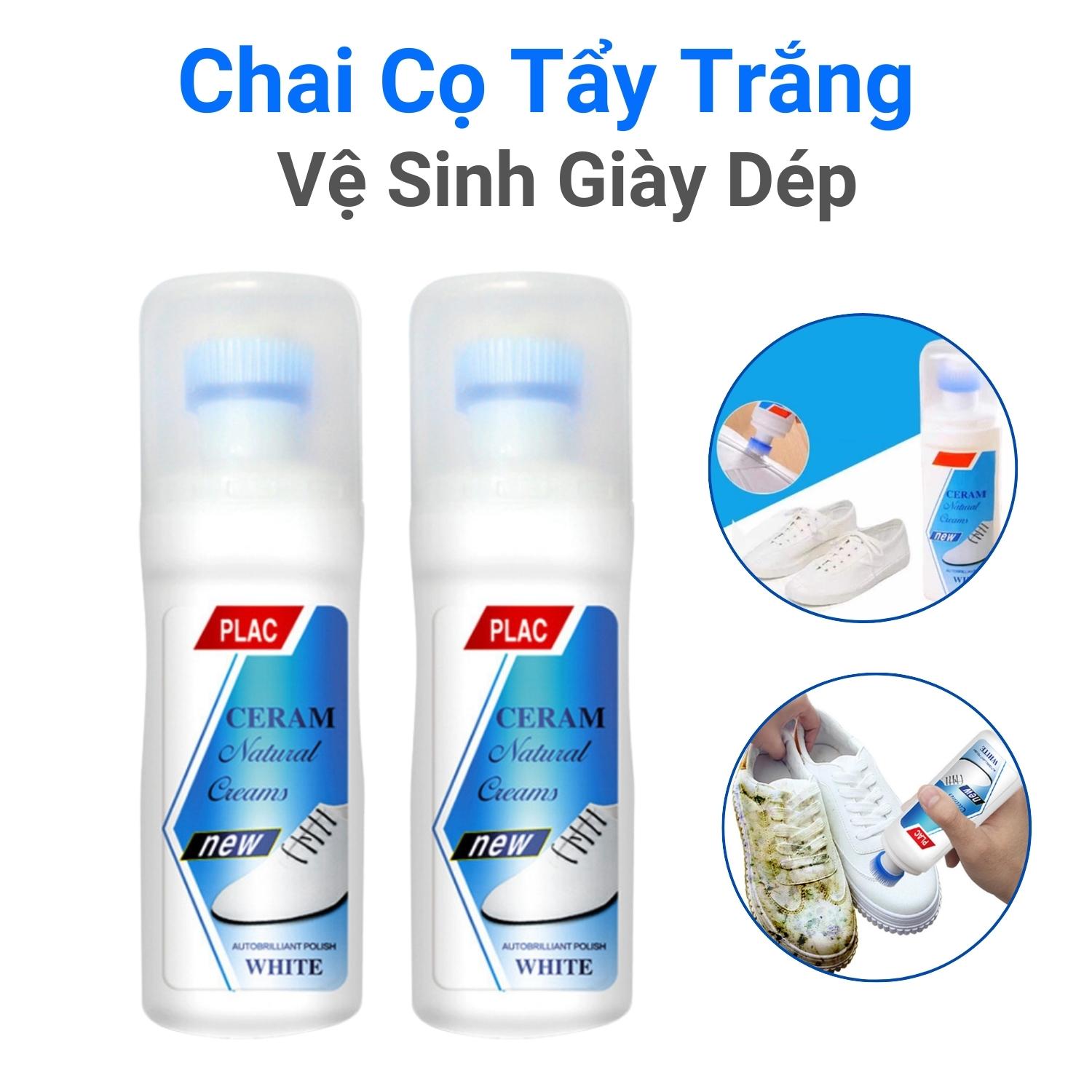 Chai xịt tẩy trắng giày thể thao, chai tẩy trắng giày dép kèm đầu cọ đa năng, nước giặt khô tẩy trắng giày dép