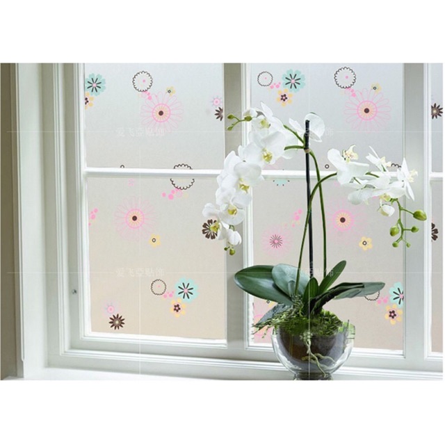5M decal dán kính hoa ngũ sắc keo sẵn khổ 45 cm