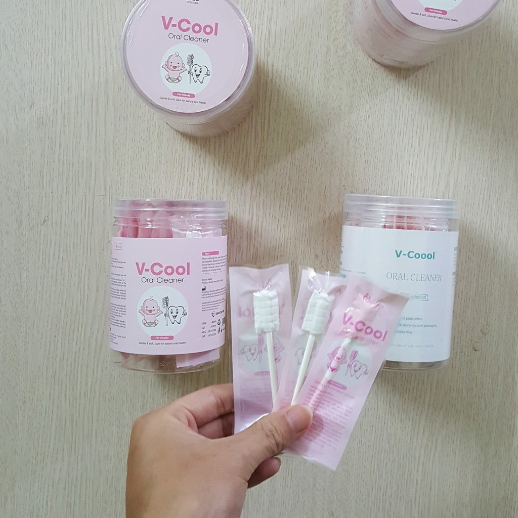 Que rơ lưỡi vcool - gạc que tưa lưỡi hộp 30 que an toàn cho bé