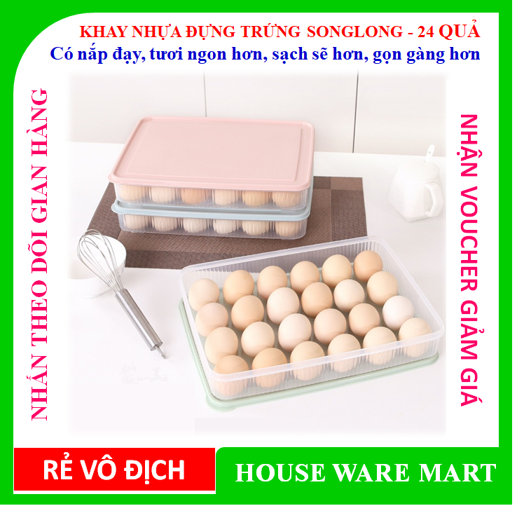 SALE XẢ KHO ] Khay đựng trứng, chống vỡ, tiện dụng - Nhựa Việt Nhật dung lượng 24 quả được làm bằng nhựa cao cấp, an toàn cho người sử dụng