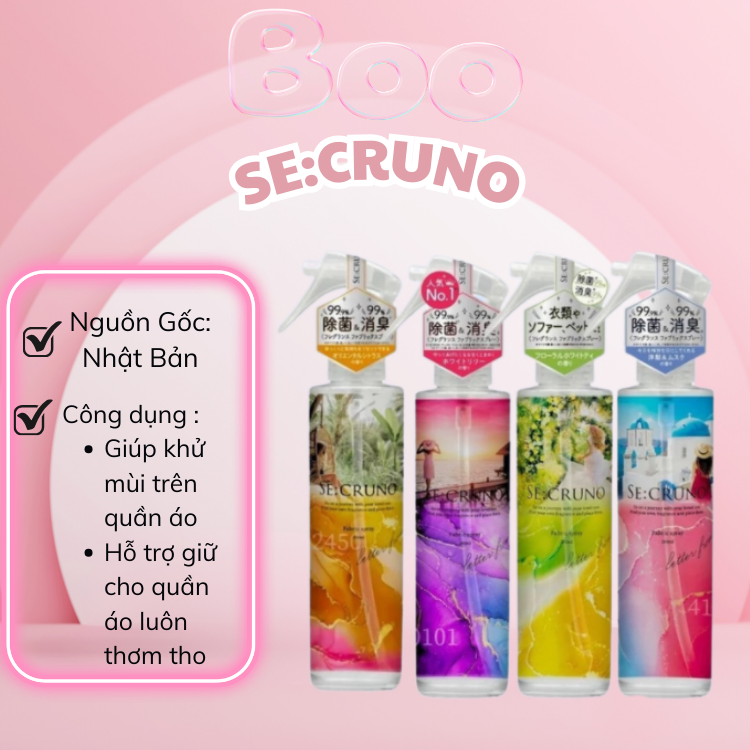 Nước Hoa Xịt Thơm Quần Áo Se:cruno Thơm Sang Trọng Nước Hoa Nhật Bản 200ml