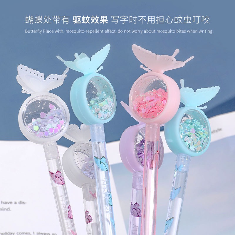 (Sẵn) Bút viết nước nhũ cánh bướm lấp lánh cực xinh