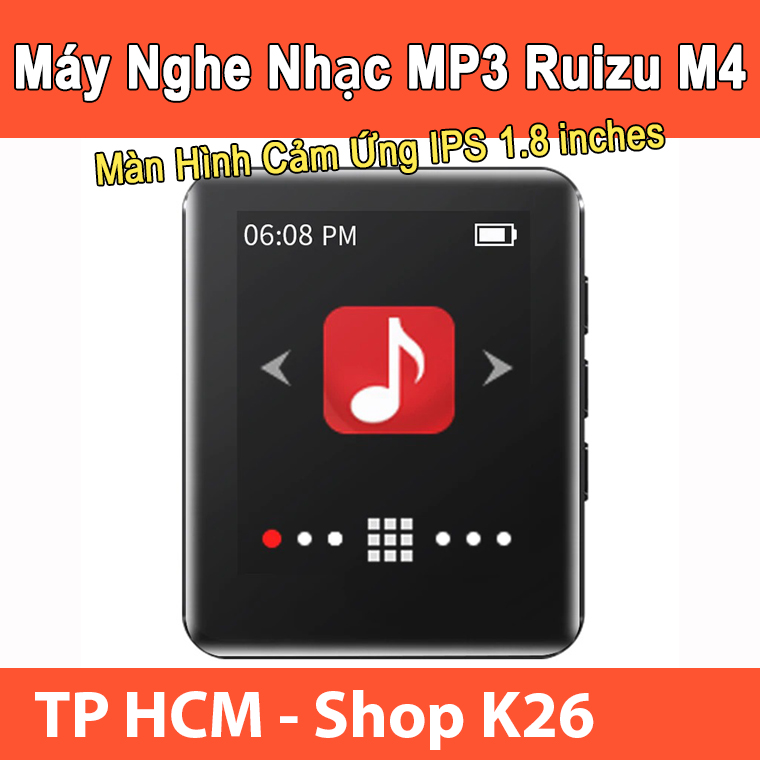 Máy nghe nhạc mp3 ruizu m4 4gb bluetooth màn hình cảm ứng 1.8 inch loa ngoài radio fm ghi âm ebook video