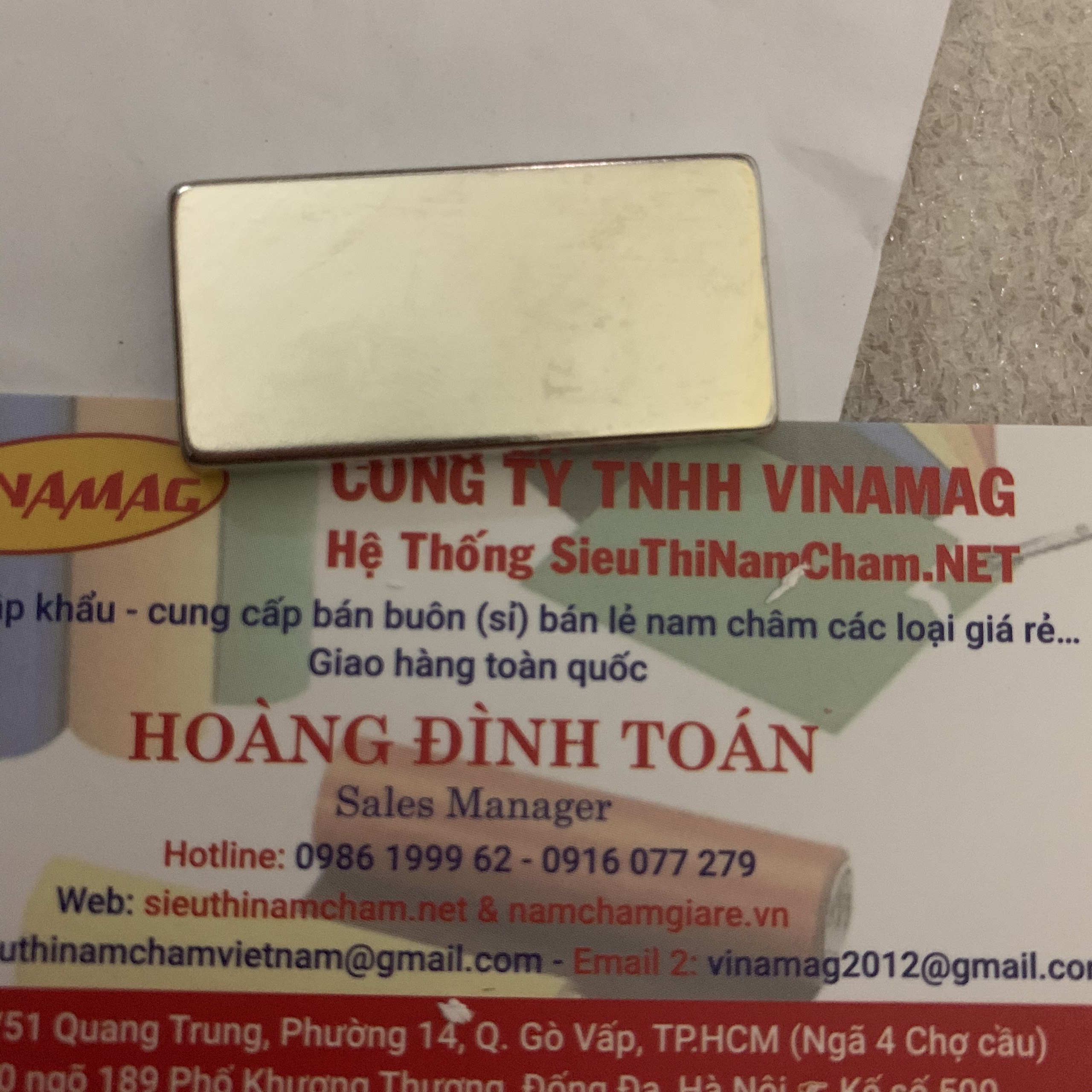 Nam châm trắng đất hiếm 40x20x5mm ( set 5 viên ) , lực từ cực mạnh