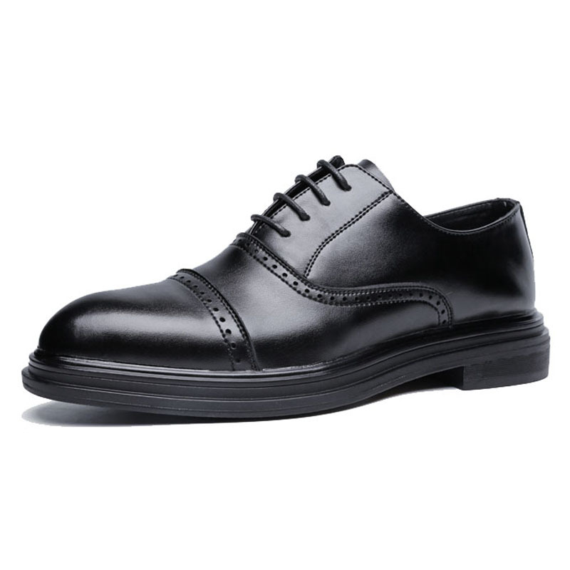 Giày Oxford Captoe mũi nhọn nam da bò, giày buộc dây công sở nam