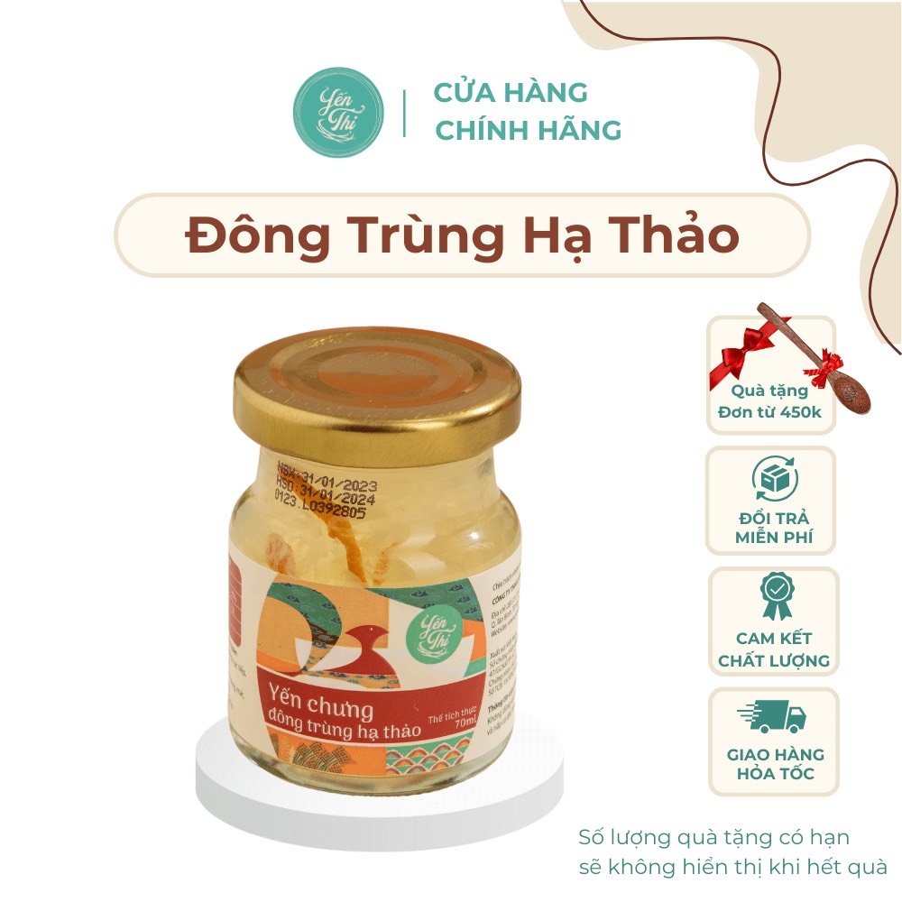 Yến thị-yến chưng đông trùng hạ thảo-set qùa tặng-yến sào nha trang-70ml