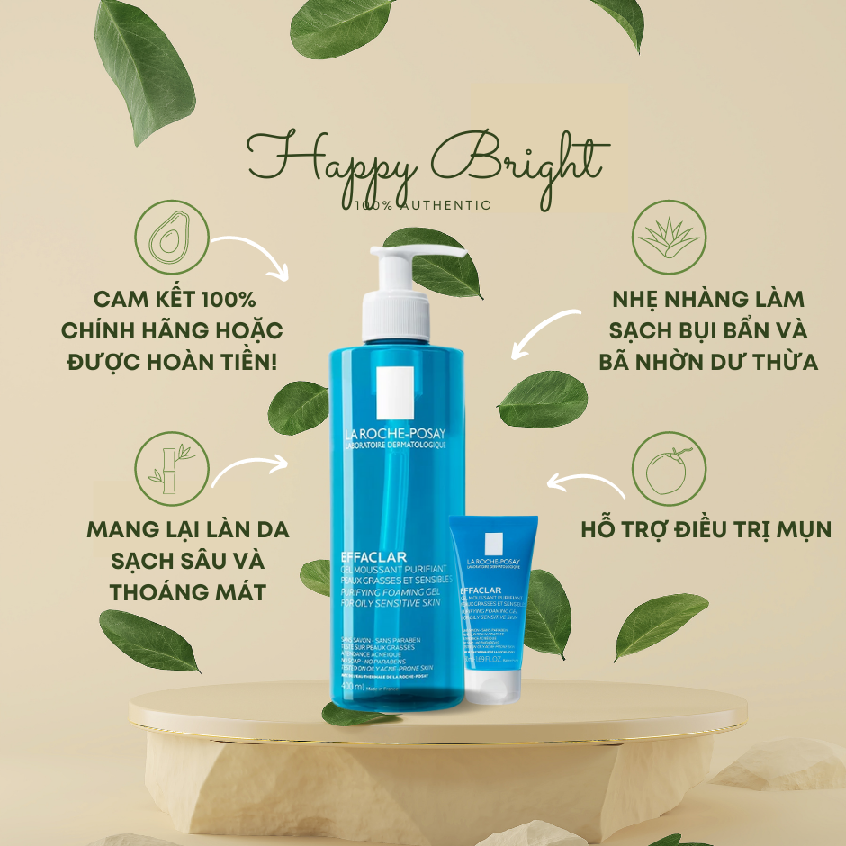 Gel rửa mặt tạo bọt làm sạch dành cho da dầu nhạy cảm La Roche-Posay Effaclar Foaming Gel