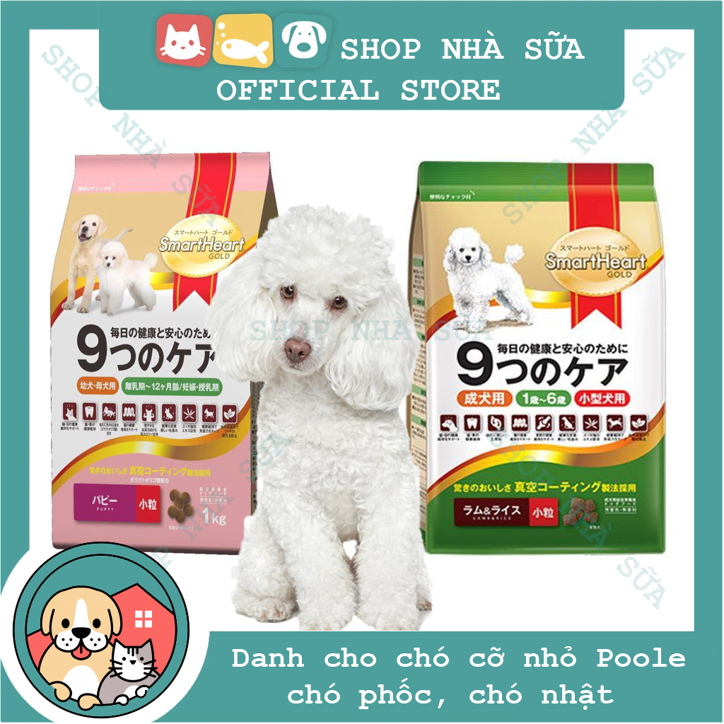 HN- Thức ăn  dạng hạt  Smartheart Gold gói 1kg - (2 loại) cho chó cỡ nhỏ phù hợp chó Poole, chó phốc, chó nhật