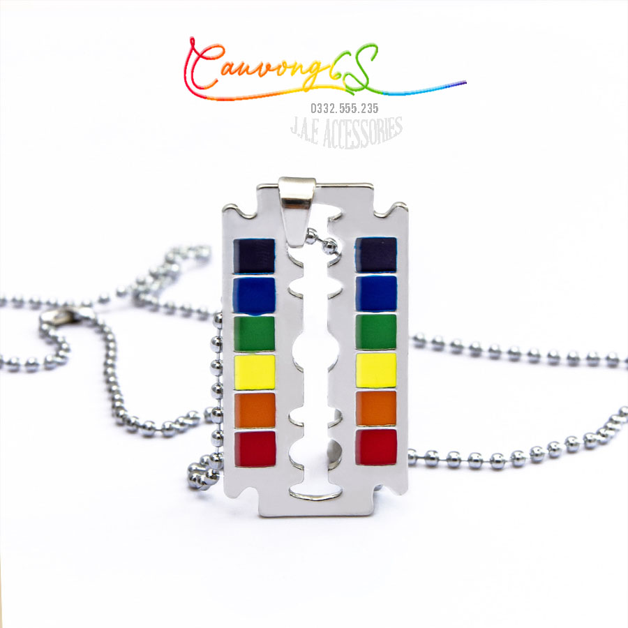 Dây Chuyền Banh Xa Lam Màu Cầu Vồng Thép Titan Không Gỉ