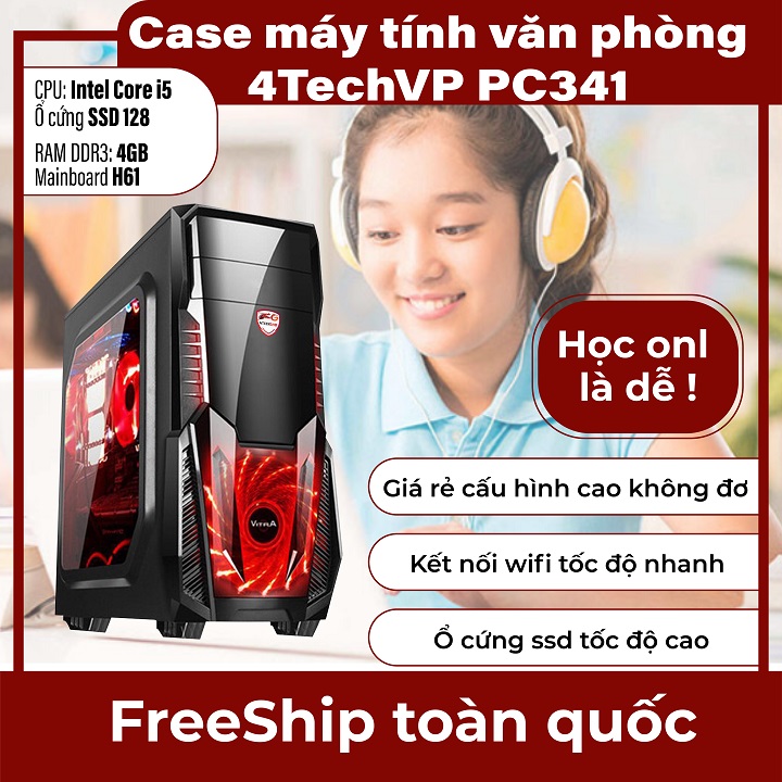 [Trả góp 0%]Case máy tính để bàn giá rẻ cấu hình cao không bị đơ cây máy tính văn phòng 4TechVP PC341 kết nối được wifi vào mạng nhanh âm thanh hay ổ cứng ssd tốc độ cao không bị chậm chơi Game tốt có thể chạy 24/24h không tự tắt ko sập nguồn.