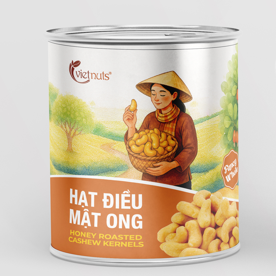  Vietnuts - Hạt điều mật ong hộp 200g - chất lượng xuất khẩu - Quà Tết cao cấp 2026 