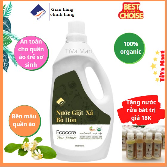 [TẶNG KÈM NƯỚC RỬA BÁT ORGANIC] Nước Giặt Hữu Cơ Organic Bồ Hòn ECOCARE 4L An Toàn Cho Trẻ Sơ Sinh - TiVa Mart