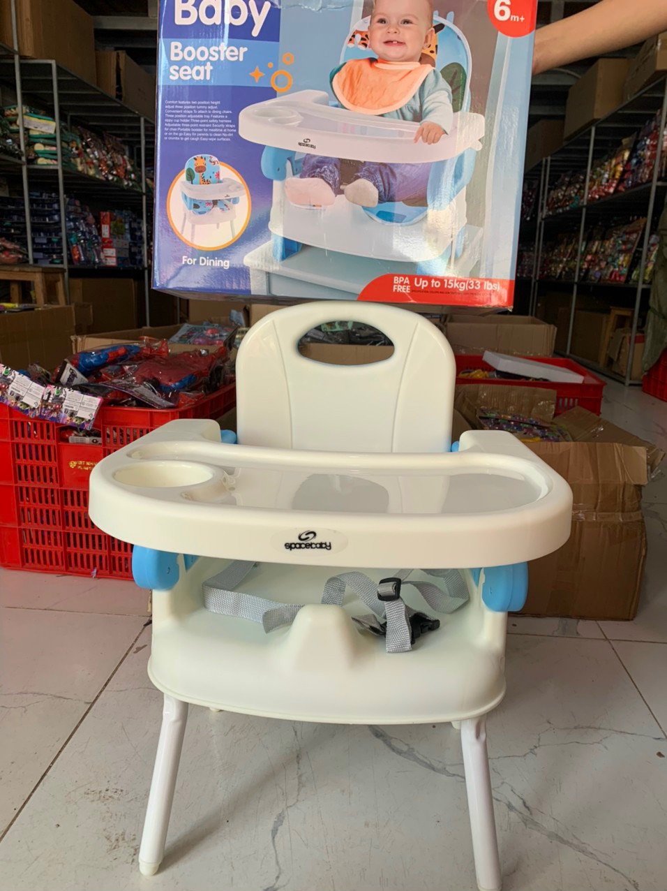 Ghế ăn dặm gấp gọn 3 chế độ kèm chân sắt cho bé