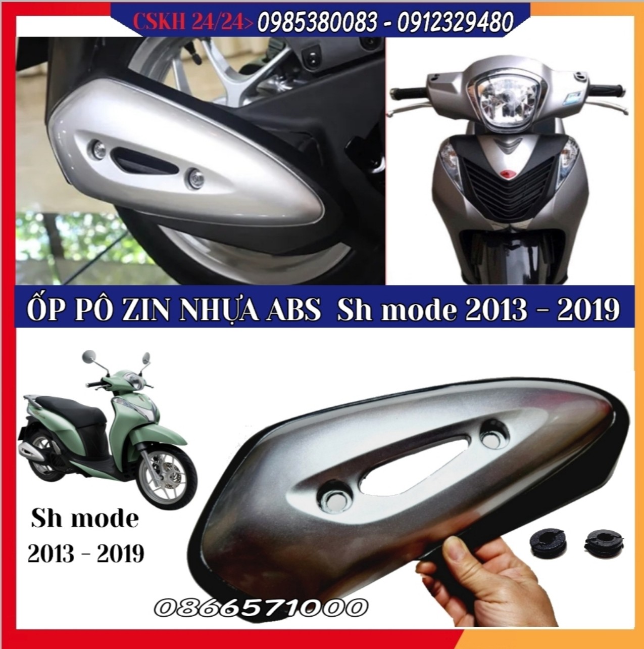 - ốp pô sh mode - che ống xả xe sh mode – chụp pô zin theo xe – nhựa abs