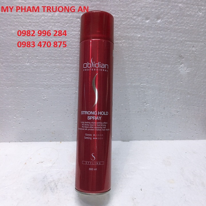 Gôm xịt tóc, tạo kiểu, định hình tóc Obsidian Strong Hold Spray 300ml Hàn Quốc