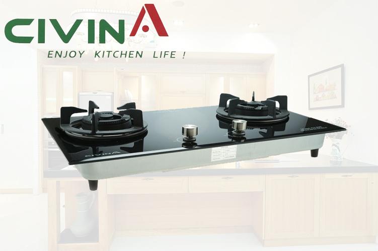 Bếp gas đôi âm cao cấp civina cv-828 công nghệ italy