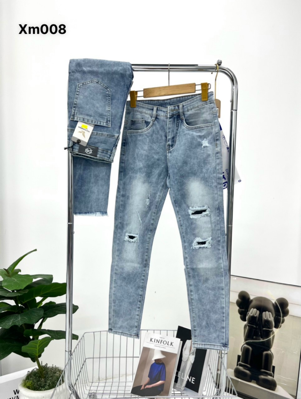 Quần jean nam quần bò nam xanh wat bạc rách cá tính mới