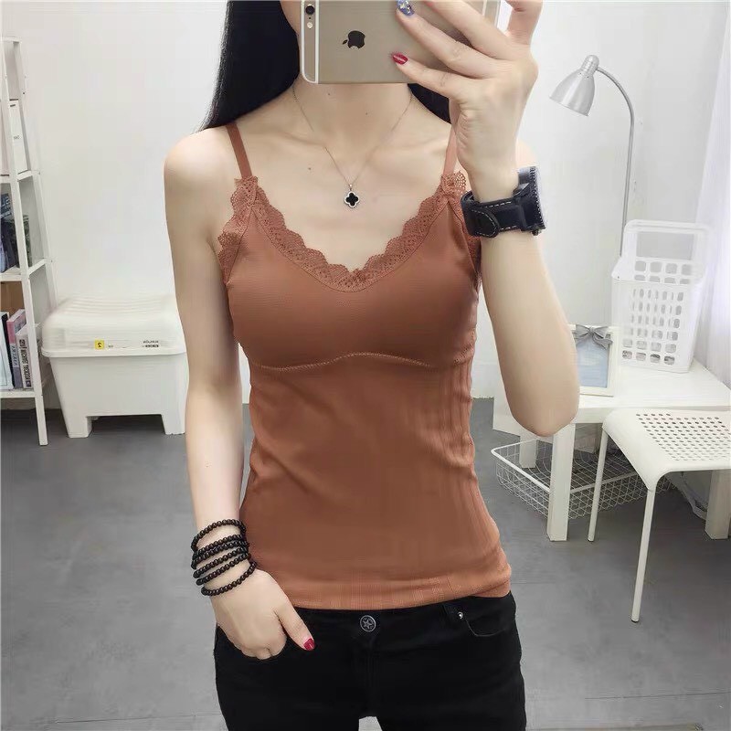 Áo bra 2 dây dáng dài - áo bra 2 dây len tăm siêu mịn thấm hút co giãn