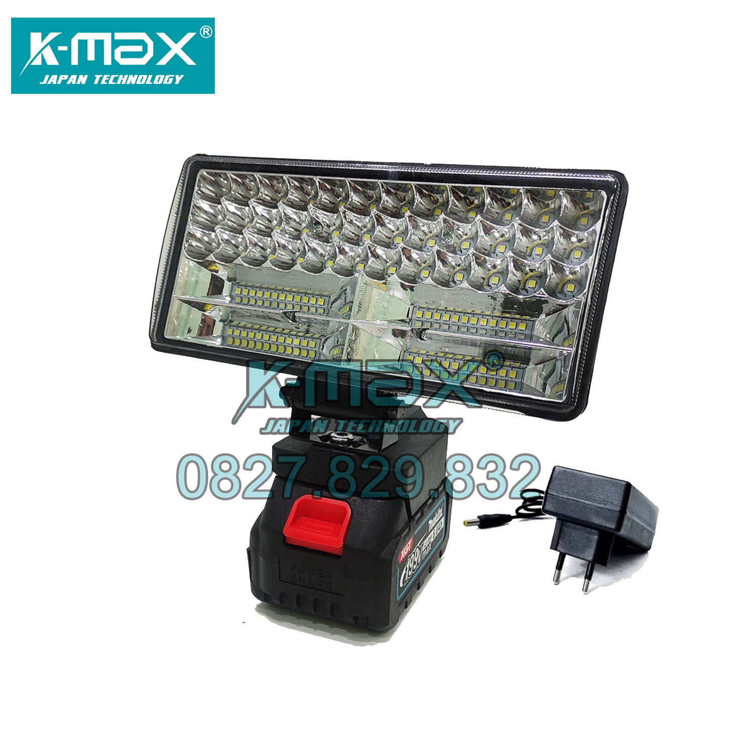 Bộ đèn led dự phòng 8inch dùng chân pin makita - 84 bóng led - 2 chế độ sáng song song - đi kèm pin xám sịn