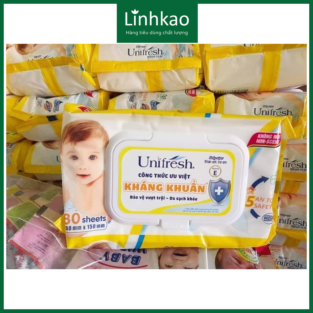 Khăn ướt Unifresh không mùi an toàn cho bé gói 80 miếng
