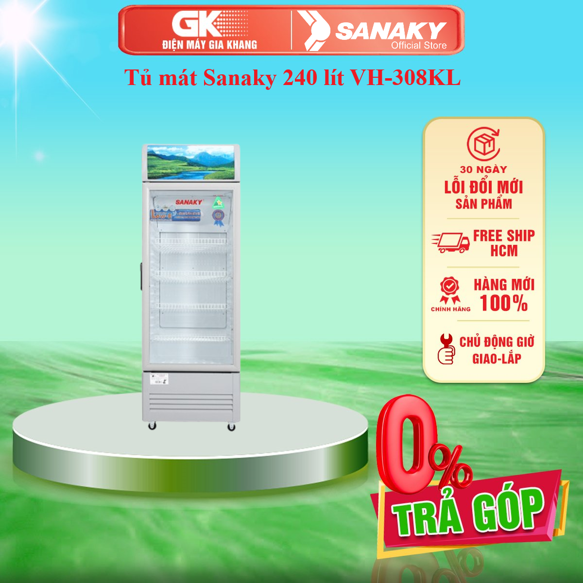 Tủ mát sanaky 240 lít vh-308kl - giao toàn quốc