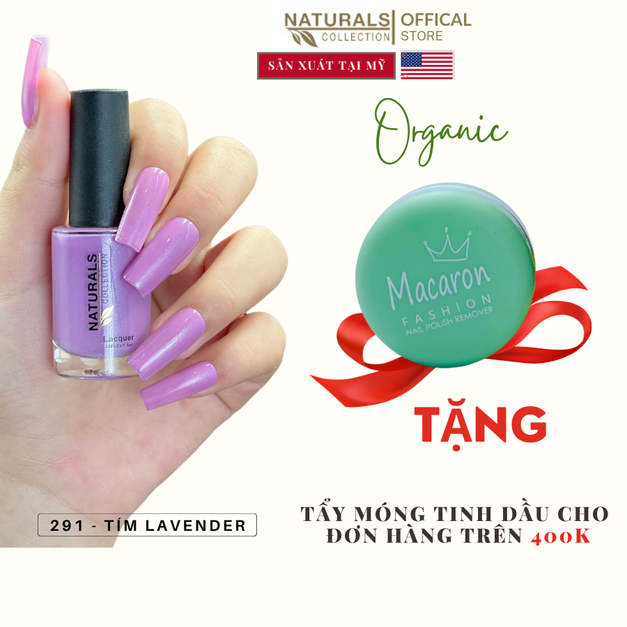 Sơn dưỡng thành phần hữu cơ phục hồi móng yếu, hư tổn USA NATURALS COLLECTION màu tím lavender có nhũ - 7.5ml - 291