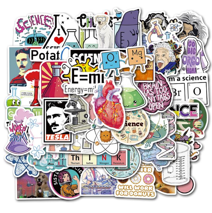 Sticker KHOA HỌC nhựa PVC không thấm nước, dán nón bảo hiểm, laptop, điện thoại, Vali, xe, Cực COOL #35