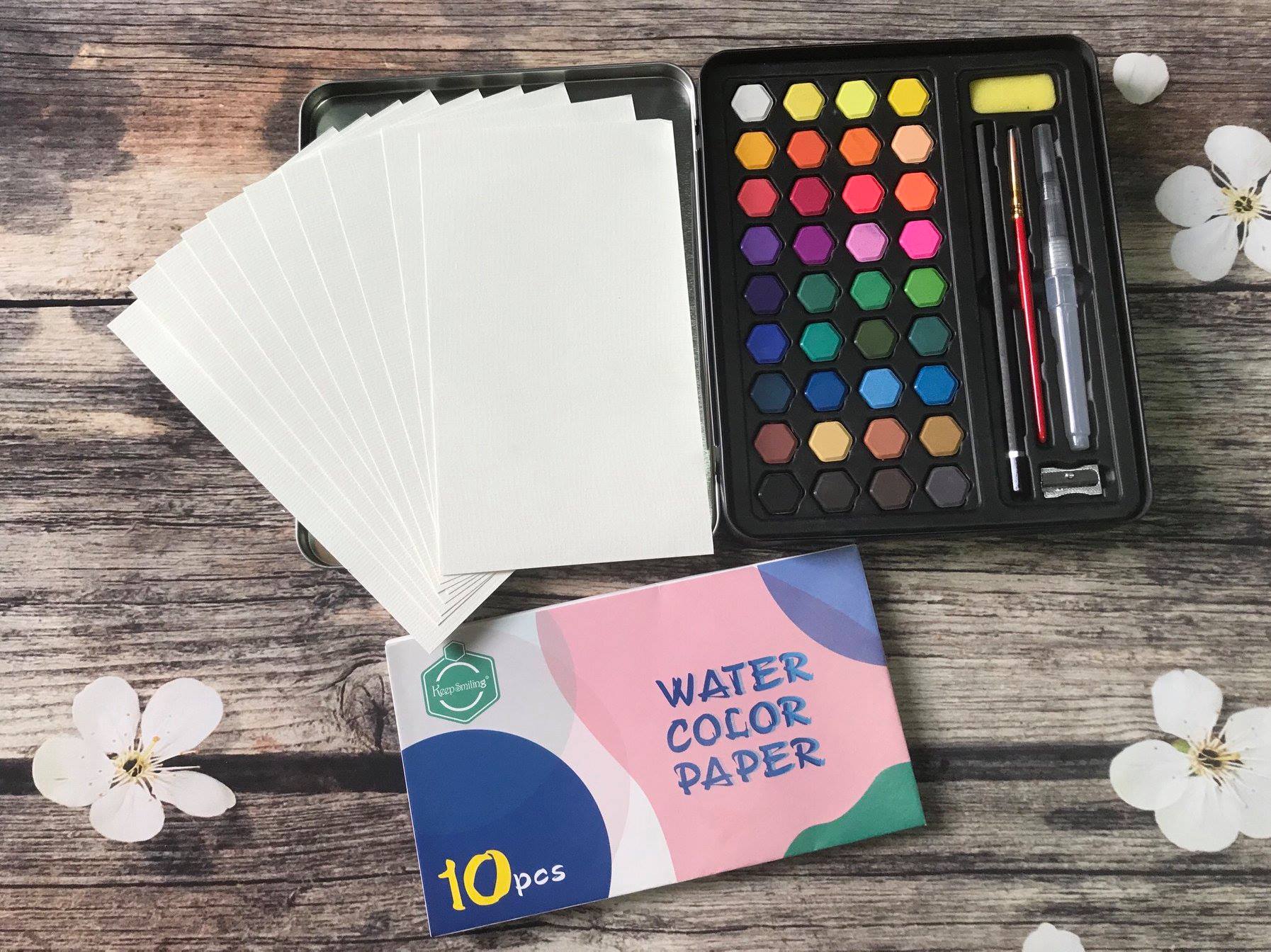 Màu nước dạng nén, hộp màu nước Keep Smile 36 màu