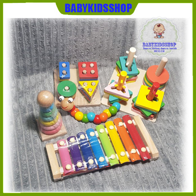 Combo 5 món đồ chơi gỗ phát tiển tư duy cho bé vừa chơi vừa học