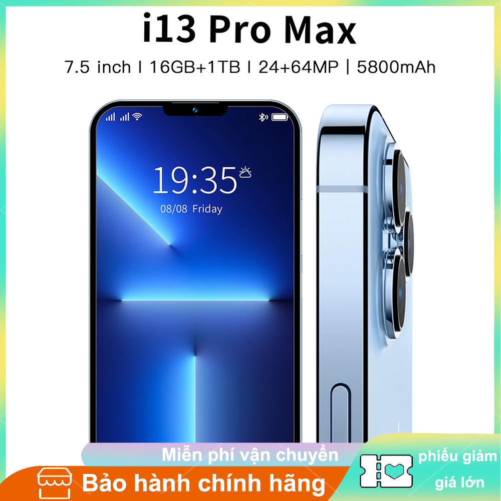 giá rẻ i13 Pro max Điện Thoại Di Động Chính Hãng 7.5Inch Bộ Nhớ Lớn 16+1T Hai Thẻ Sim Camera HD 24+64MP Pin 5800mAh chính hãng Smartphones