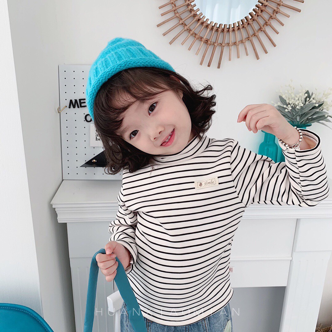 Áo giữ nhiệt lót nỉ lông cổ lọ 3cm dài tay bé trai bé gái 7-25 kg Mềm mịn Ấm áp Thời trang Hàng Quảng Châu xuất loại 1 [MD01]