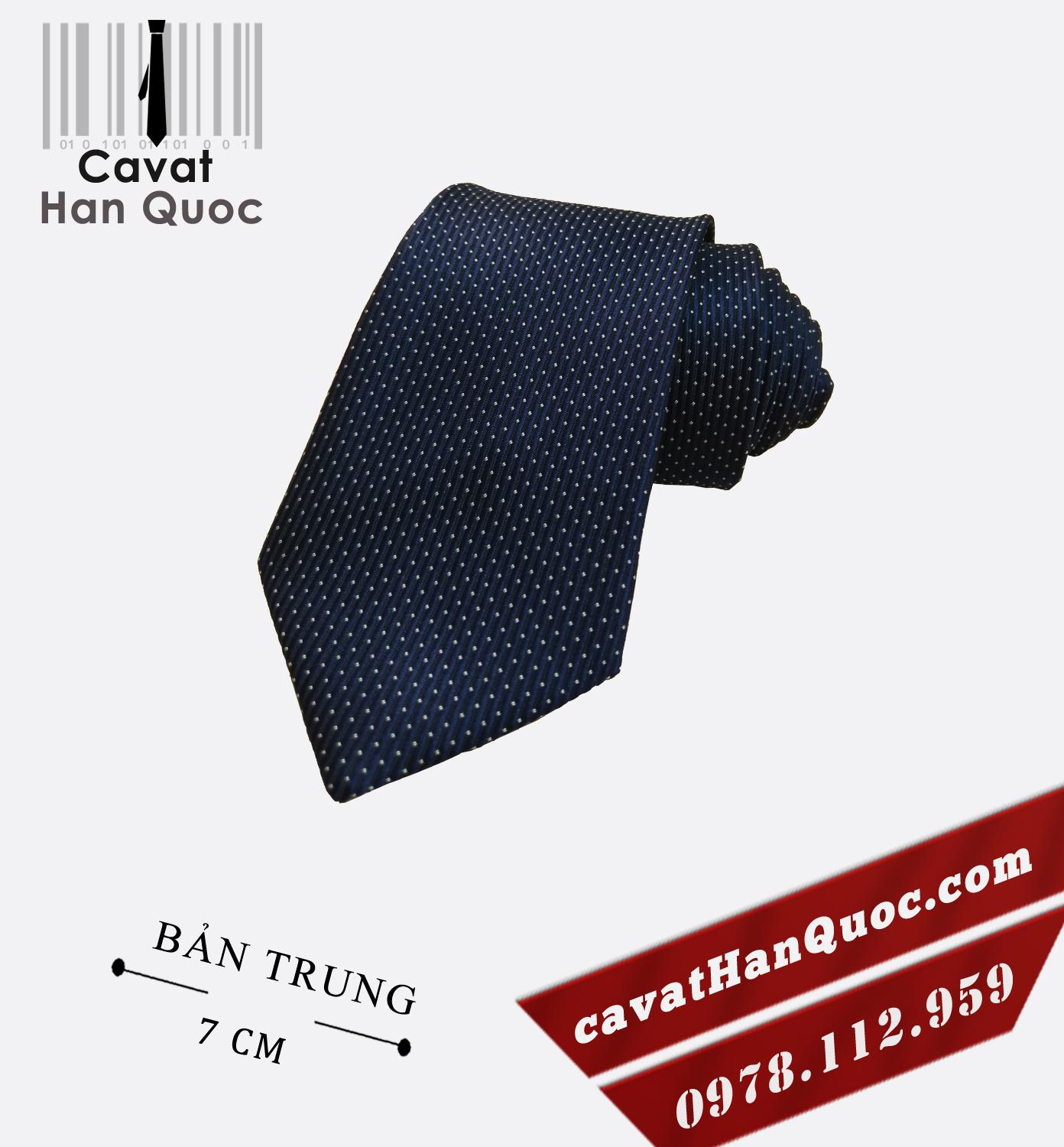 CARAVAT - CÀ VẠT NAM BẢN TRUNG CHẤM BI XANH ĐEN