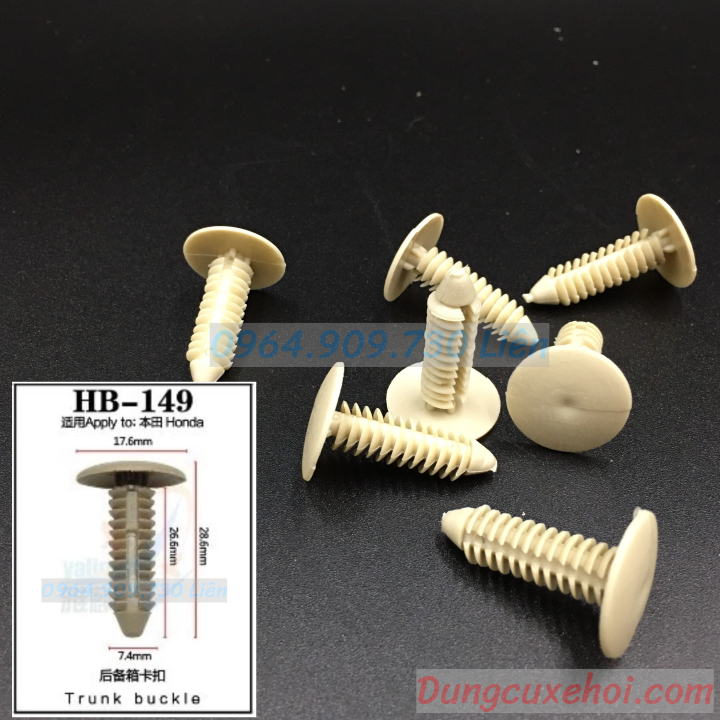 Bộ 20 đinh tán, chốt vít nở vit Nhựa Loại 1 cho xe hơi ô tô honda Nhựa Nylon Polyme AHB149