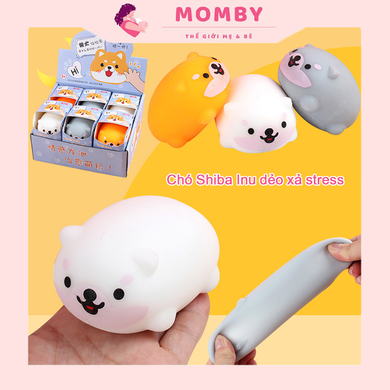 Đồ chơi squishy mochi giảm stress Shiba Inu dẻo, thú silicone mềm bóp xả stress