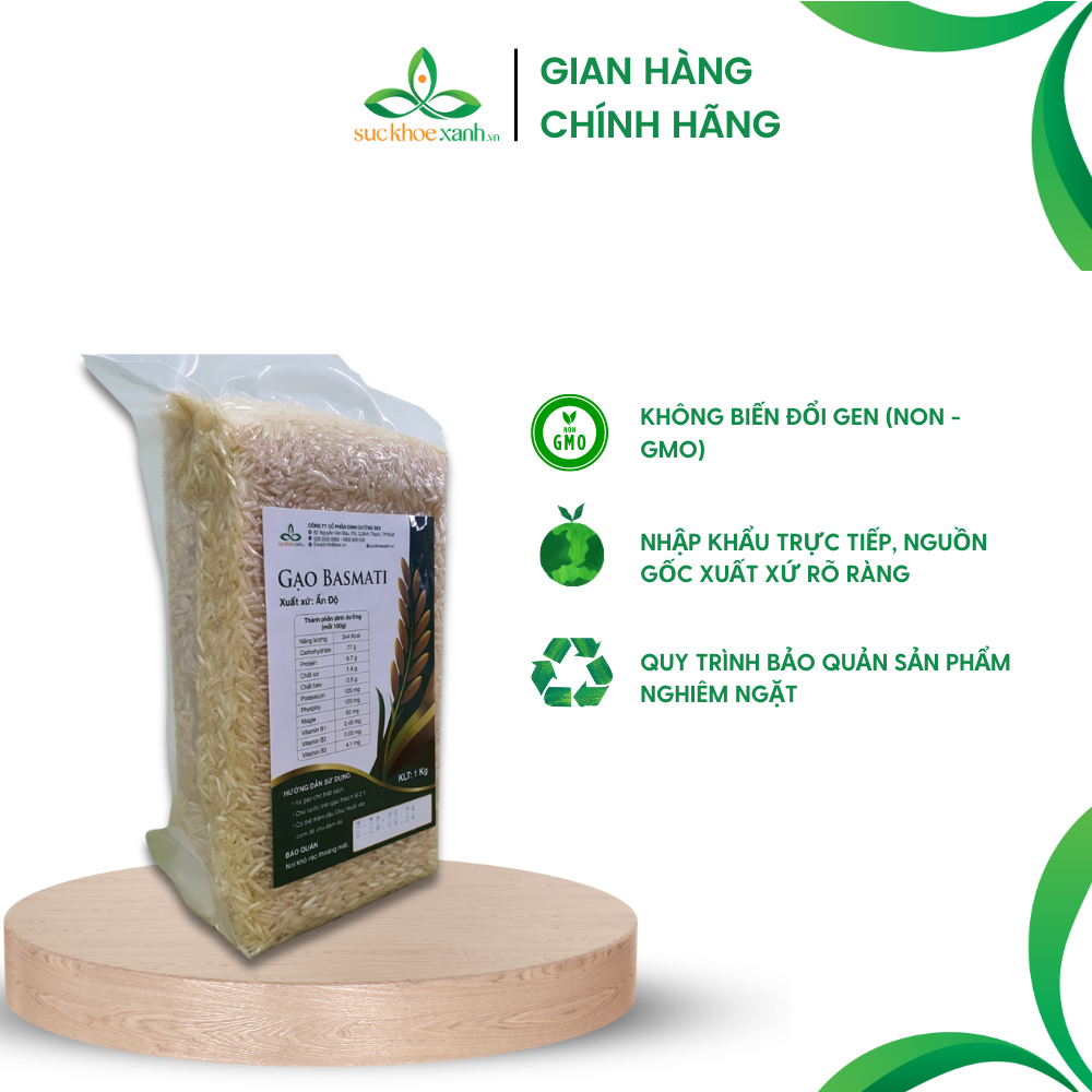 Gạo Basmati ngăn ngừa tiểu đường - 1kg/túi - Nhập khẩu Ấn Độ chính hãng