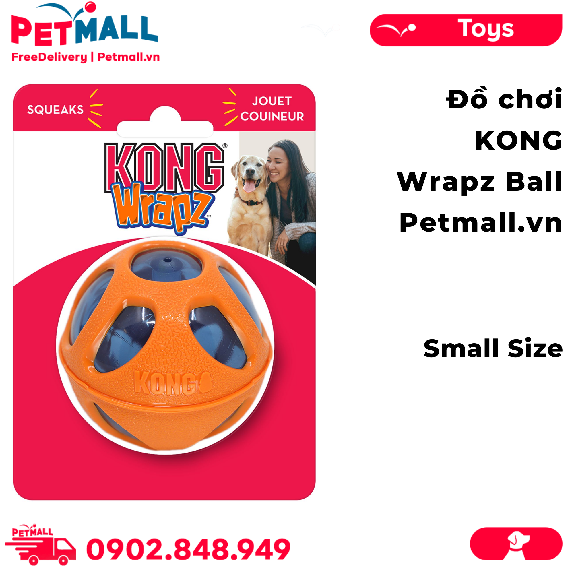 Đồ chơi KONG Wrapz Ball Small Size - Hình tròn Petmall