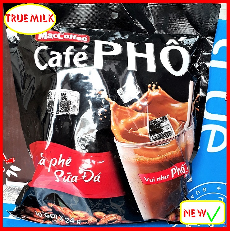 Cafe Phố 30gói x 24g - Ca Phê Phố - cafe sữa đá - MacCoffee - Cafe Phố 720g - cafe pho - ca phe pho - cafe 3 trong 1 - cafe sua - ca phe sua - ca phe chinh hang - cafe den da TrueMe TrueMilk