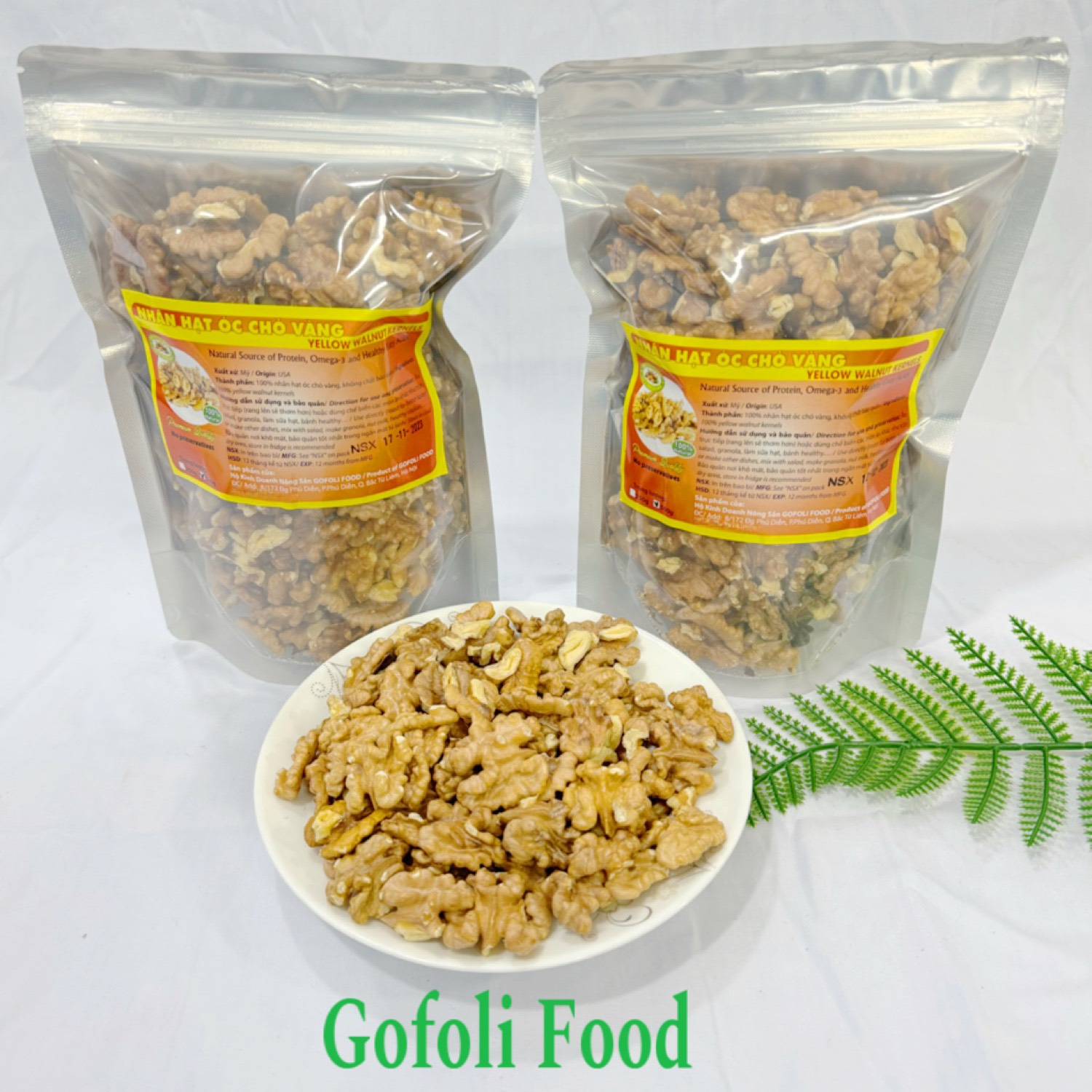 Nhân hạt óc chó vàng Mỹ, thơm, béo ngậy, chất lượng cao 250g, không hôi mốc/ Yellow USA walnut kernels, delicious, fatty, nutty flavor, mainly halve, healthy, high quality