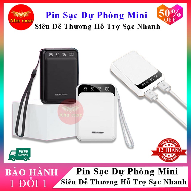 [Hàng loại 1+Xả Kho] Pin Sạc Dự Phòng Mini Sendem P300 Siêu Dễ Thương, cục sạc dự phòng, sạt dự phòng Hỗ Trợ Sạc Nhanh An Toàn - CHÍNH HÃNG Dung Lượng Pin 10.000 mAh